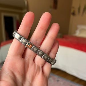 Italian Charm Bracelet with Hearts and American Flag Charm